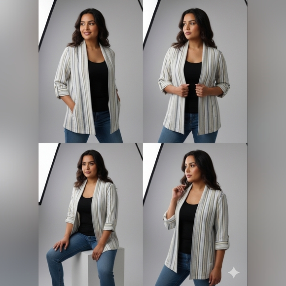 Nikki Jackets & Blazers - Elegant Striped Women's Blazer